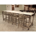 Chrome & White Glass Rolling Counter Height Lunchroom Table